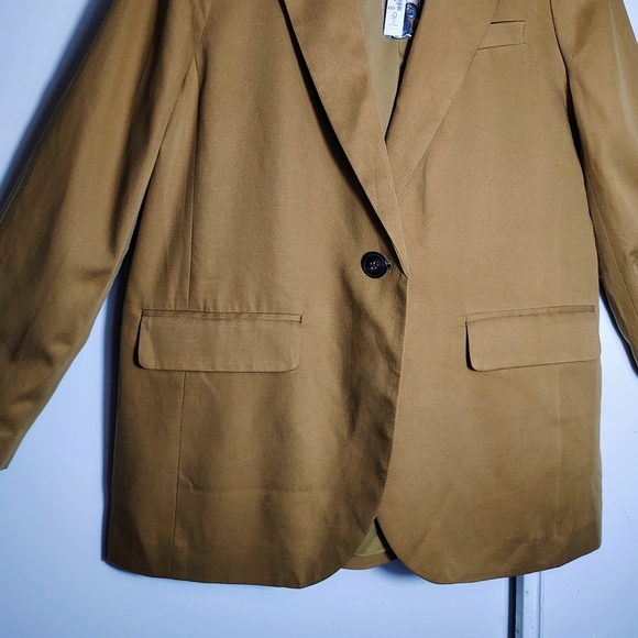 NWT Madewell The Larsen Blazer in drape-wave Toffee 1 button Closure L. - Picture 6 of 16